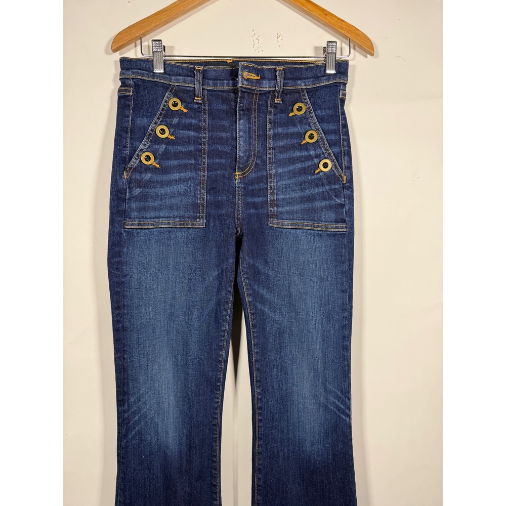 Veronica Beard Jeans Dark Wash High Rise Sailor Flare Pants Women's 29/8 FLAWS